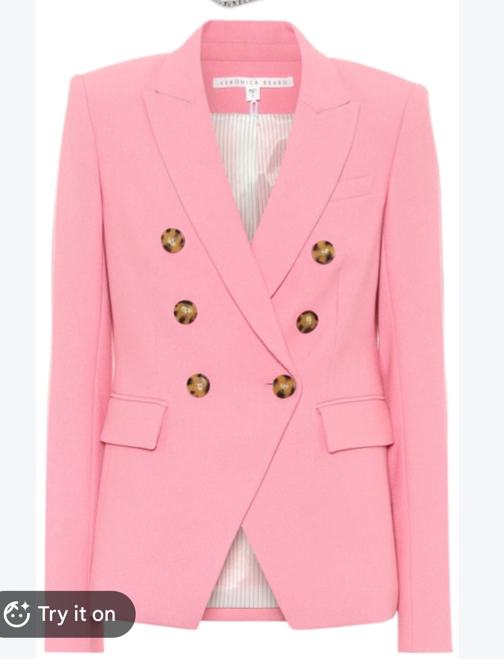 Veronica Beard Pink Double-Breasted Dickey Tailored Blazer 12